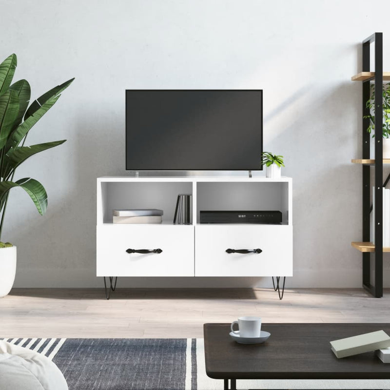 Tv-meubel 80x36x50 cm bewerkt hout hoogglans wit MeubelReus