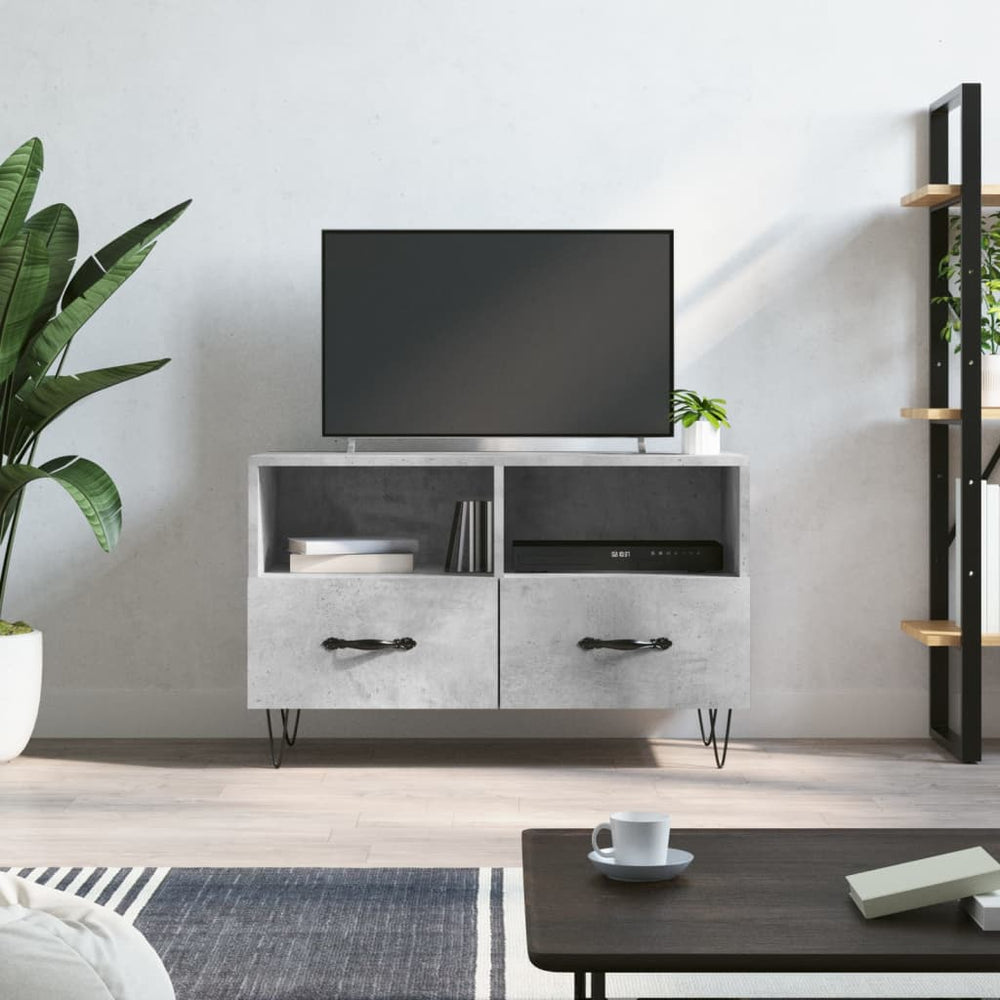 Tv-meubel 80x36x50 cm bewerkt hout betongrijs MeubelReus