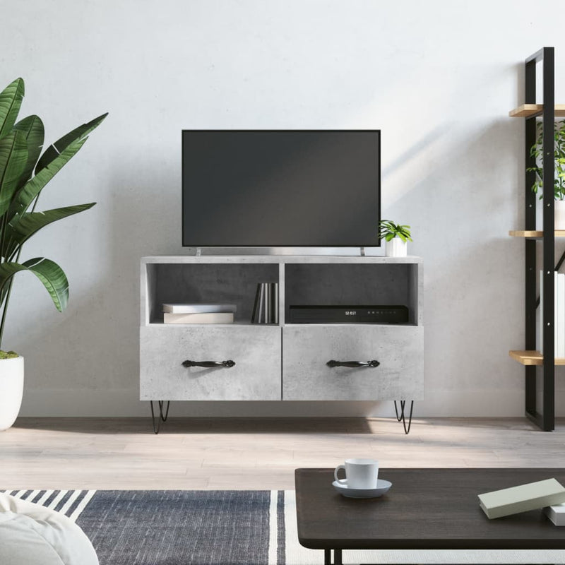 Tv-meubel 80x36x50 cm bewerkt hout betongrijs MeubelReus