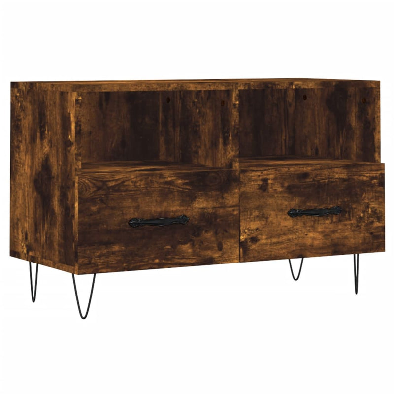 Tv-meubel 80x36x50 cm bewerkt hout gerookt eikenkleurig MeubelReus
