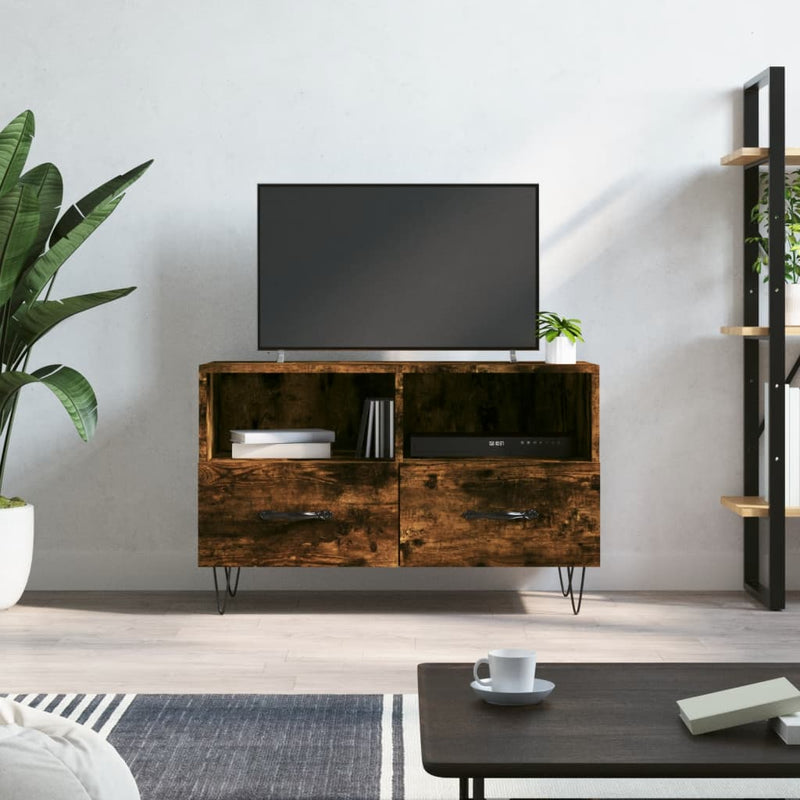 Tv-meubel 80x36x50 cm bewerkt hout gerookt eikenkleurig MeubelReus