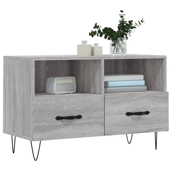 Tv-meubel 80x36x50 cm bewerkt hout grijs sonoma eikenkleurig MeubelReus