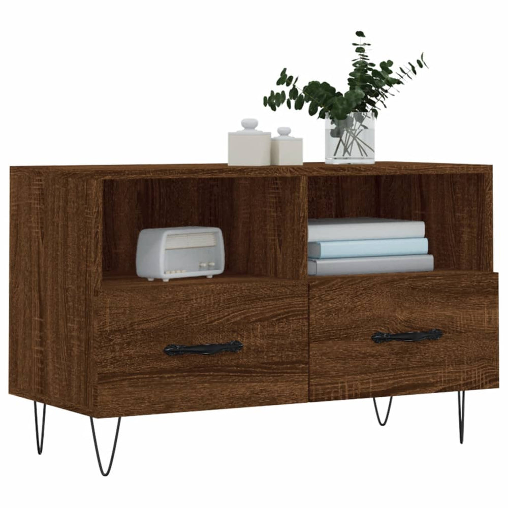 Tv-meubel 80x36x50 cm bewerkt hout bruin eikenkleur MeubelReus