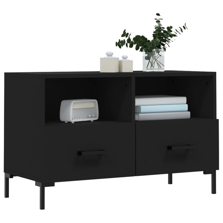 Tv-meubel 80x36x50 cm bewerkt hout zwart MeubelReus