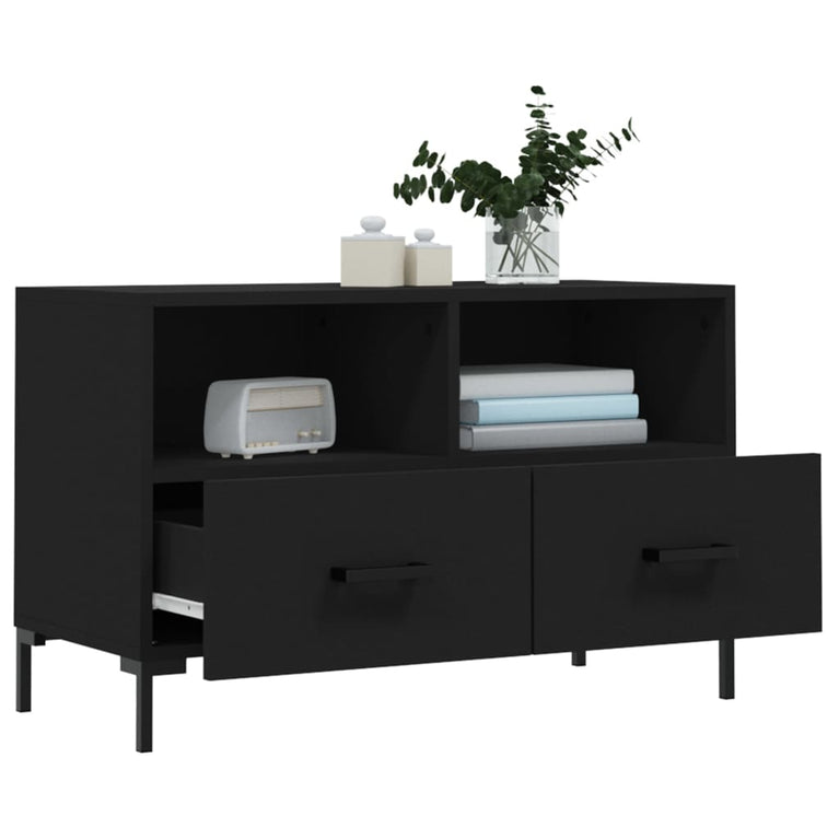 Tv-meubel 80x36x50 cm bewerkt hout zwart MeubelReus