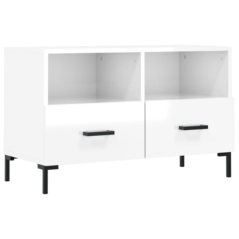 Tv-meubel 80x36x50 cm bewerkt hout hoogglans wit MeubelReus