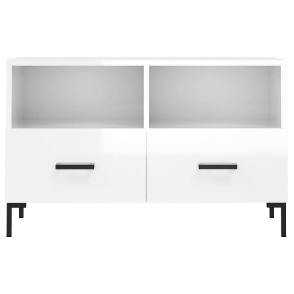 Tv-meubel 80x36x50 cm bewerkt hout hoogglans wit MeubelReus