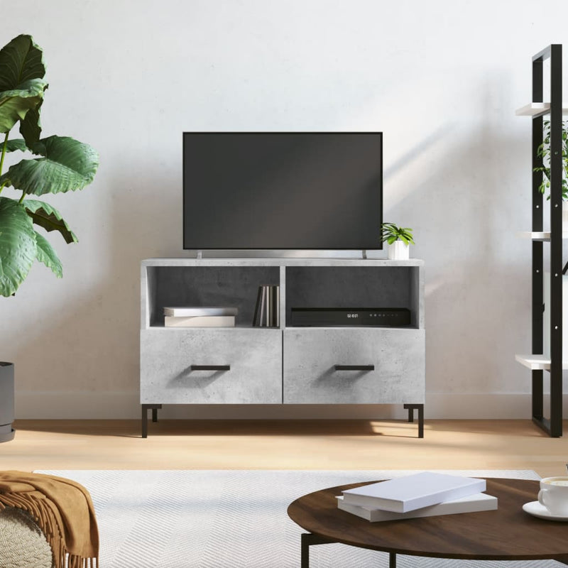 Tv-meubel 80x36x50 cm bewerkt hout betongrijs MeubelReus