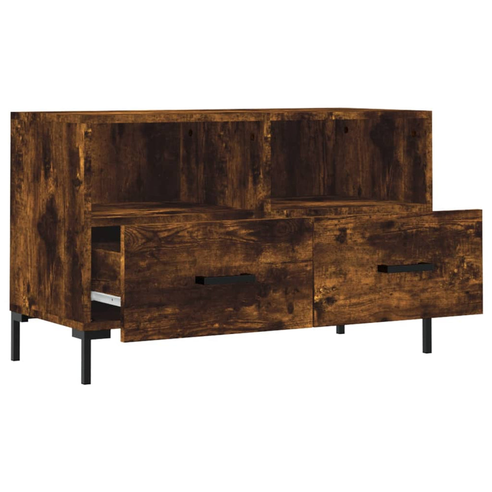 Tv-meubel 80x36x50 cm bewerkt hout gerookt eikenkleurig MeubelReus
