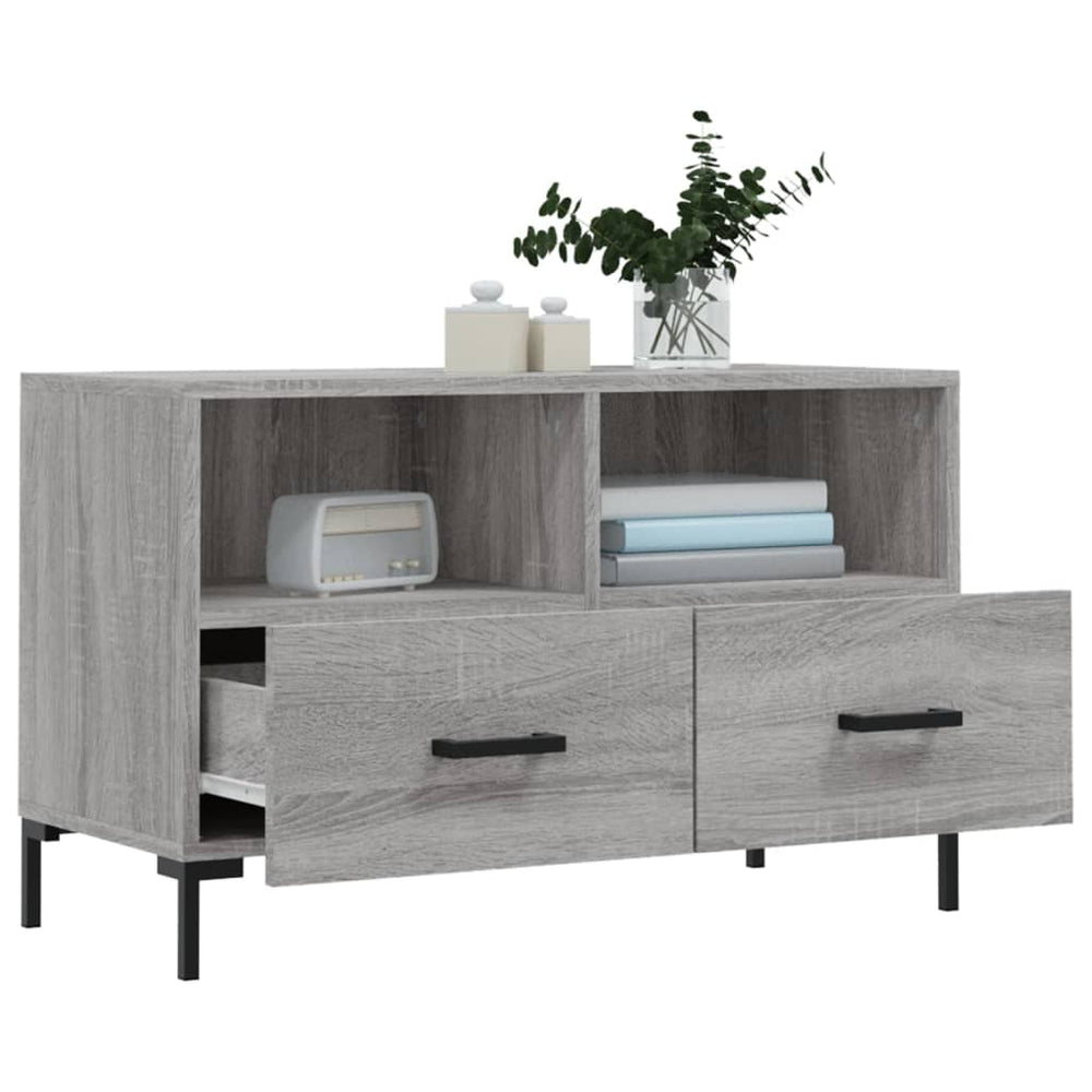 Tv-meubel 80x36x50 cm bewerkt hout grijs sonoma eikenkleurig MeubelReus