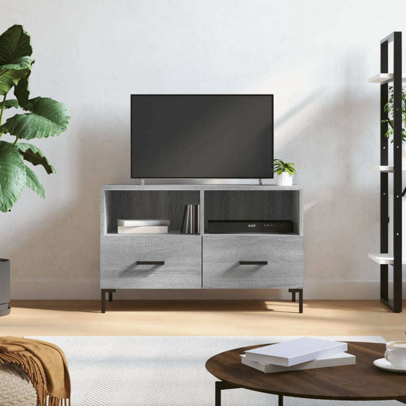 Tv-meubel 80x36x50 cm bewerkt hout grijs sonoma eikenkleurig MeubelReus