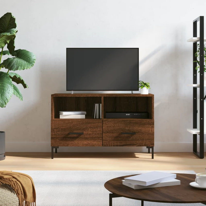 Tv-meubel 80x36x50 cm bewerkt hout bruin eikenkleur MeubelReus