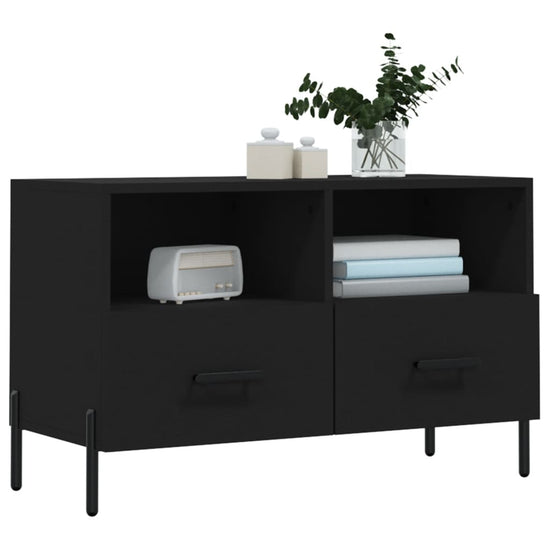 Tv-meubel 80x36x50 cm bewerkt hout zwart MeubelReus