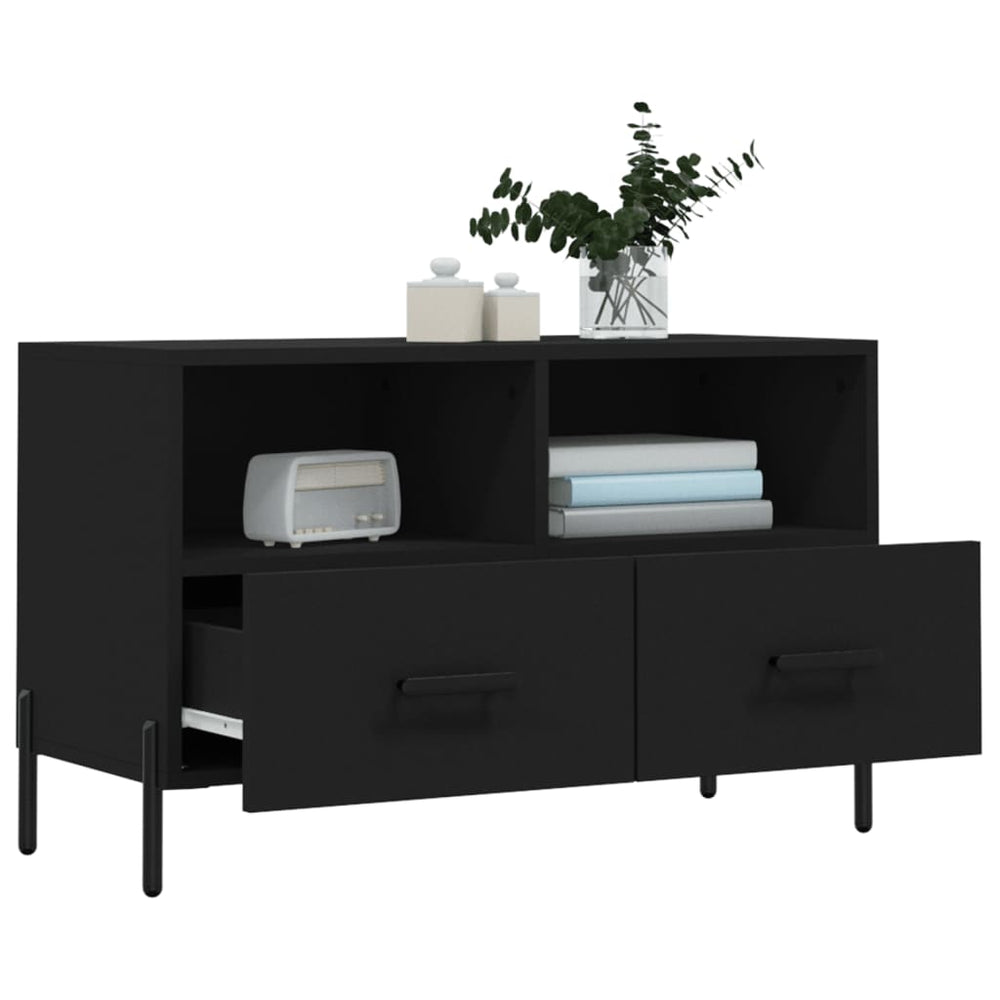Tv-meubel 80x36x50 cm bewerkt hout zwart MeubelReus