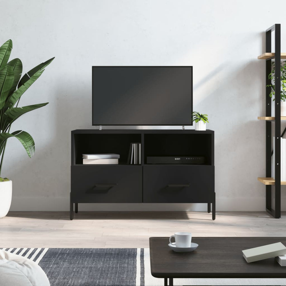Tv-meubel 80x36x50 cm bewerkt hout zwart MeubelReus