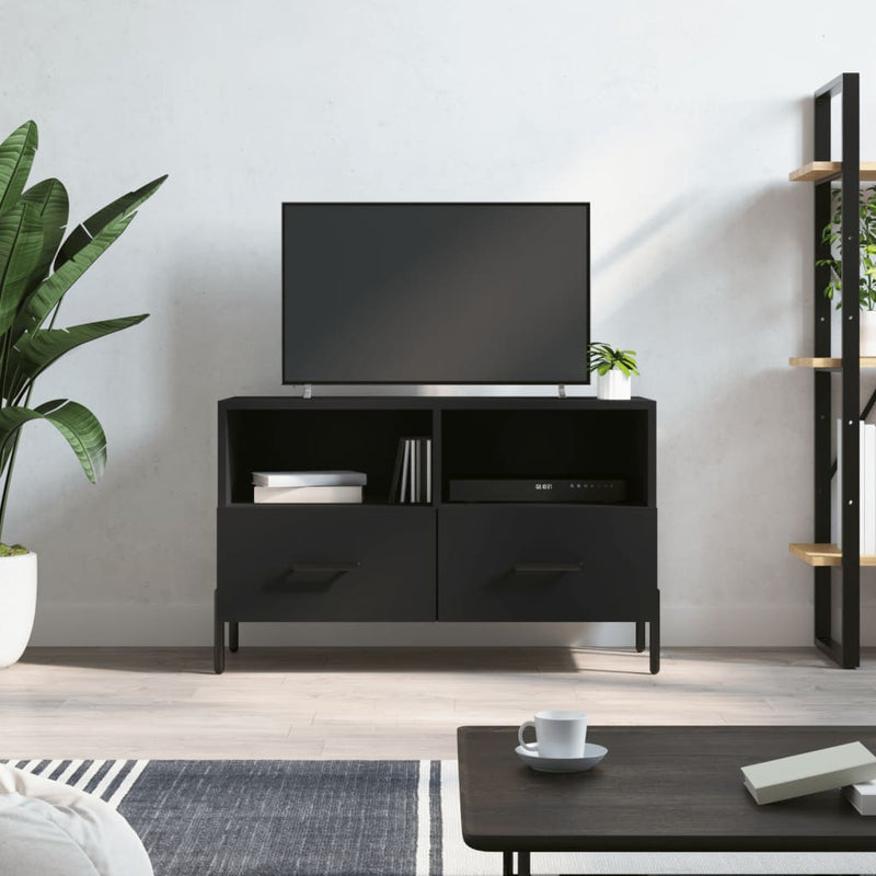 Tv-meubel 80x36x50 cm bewerkt hout zwart MeubelReus