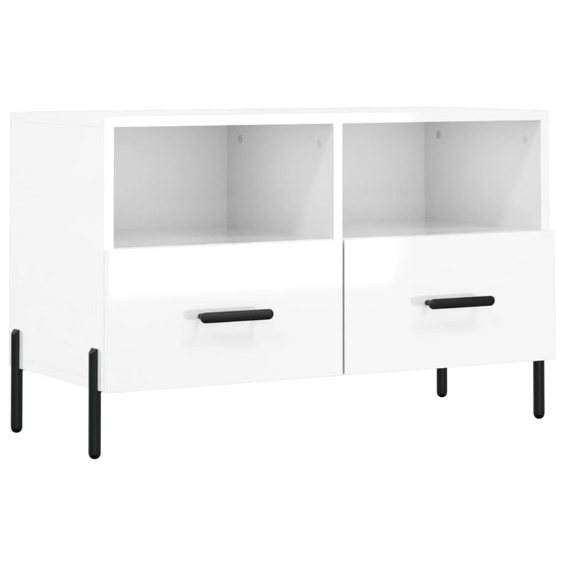 Tv-meubel 80x36x50 cm bewerkt hout hoogglans wit MeubelReus