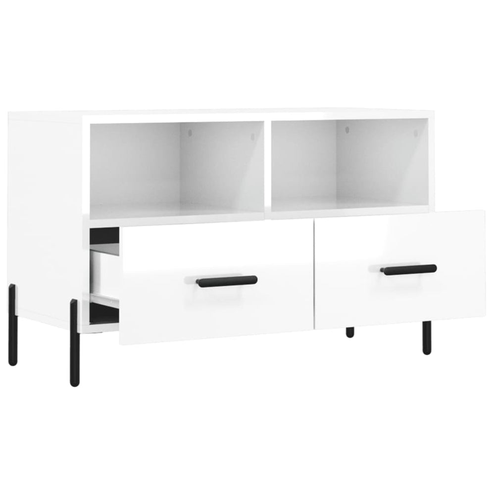Tv-meubel 80x36x50 cm bewerkt hout hoogglans wit MeubelReus
