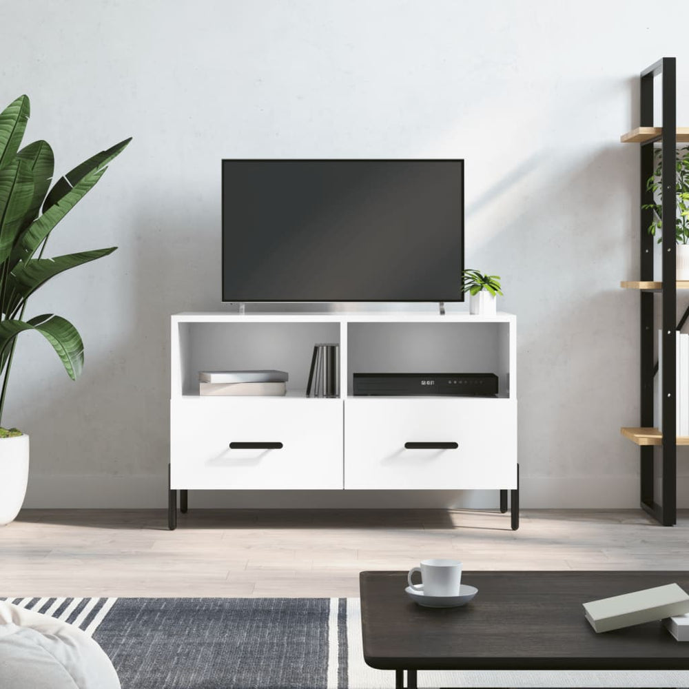 Tv-meubel 80x36x50 cm bewerkt hout hoogglans wit MeubelReus