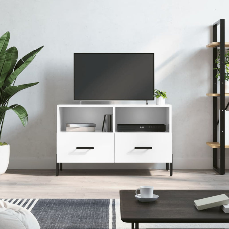 Tv-meubel 80x36x50 cm bewerkt hout hoogglans wit MeubelReus