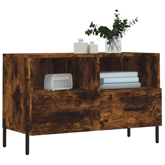 Tv-meubel 80x36x50 cm bewerkt hout gerookt eikenkleurig MeubelReus