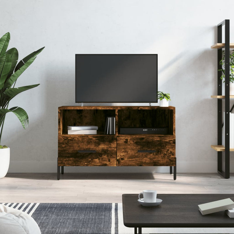 Tv-meubel 80x36x50 cm bewerkt hout gerookt eikenkleurig MeubelReus