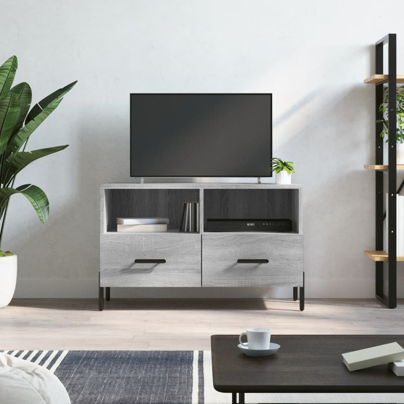 Tv-meubel 80x36x50 cm bewerkt hout grijs sonoma eikenkleurig MeubelReus