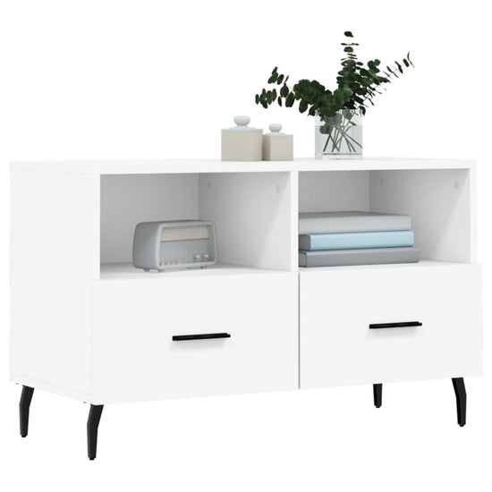 Tv-meubel 80x36x50 cm bewerkt hout wit MeubelReus