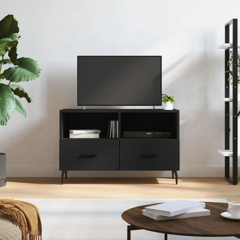 Tv-meubel 80x36x50 cm bewerkt hout zwart MeubelReus