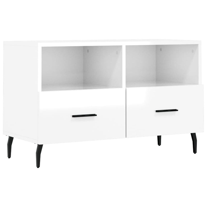 Tv-meubel 80x36x50 cm bewerkt hout hoogglans wit MeubelReus