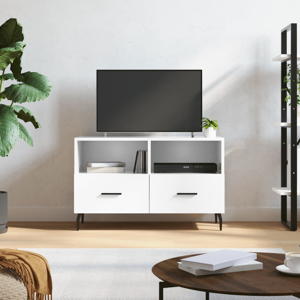 Tv-meubel 80x36x50 cm bewerkt hout hoogglans wit MeubelReus