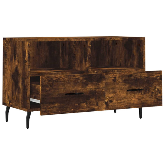 Tv-meubel 80x36x50 cm bewerkt hout gerookt eikenkleurig MeubelReus