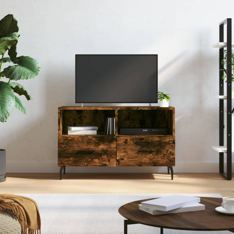 Tv-meubel 80x36x50 cm bewerkt hout gerookt eikenkleurig MeubelReus