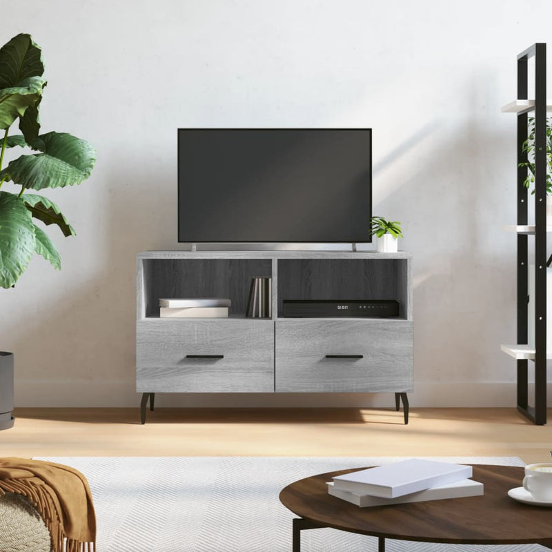 Tv-meubel 80x36x50 cm bewerkt hout grijs sonoma eikenkleurig MeubelReus