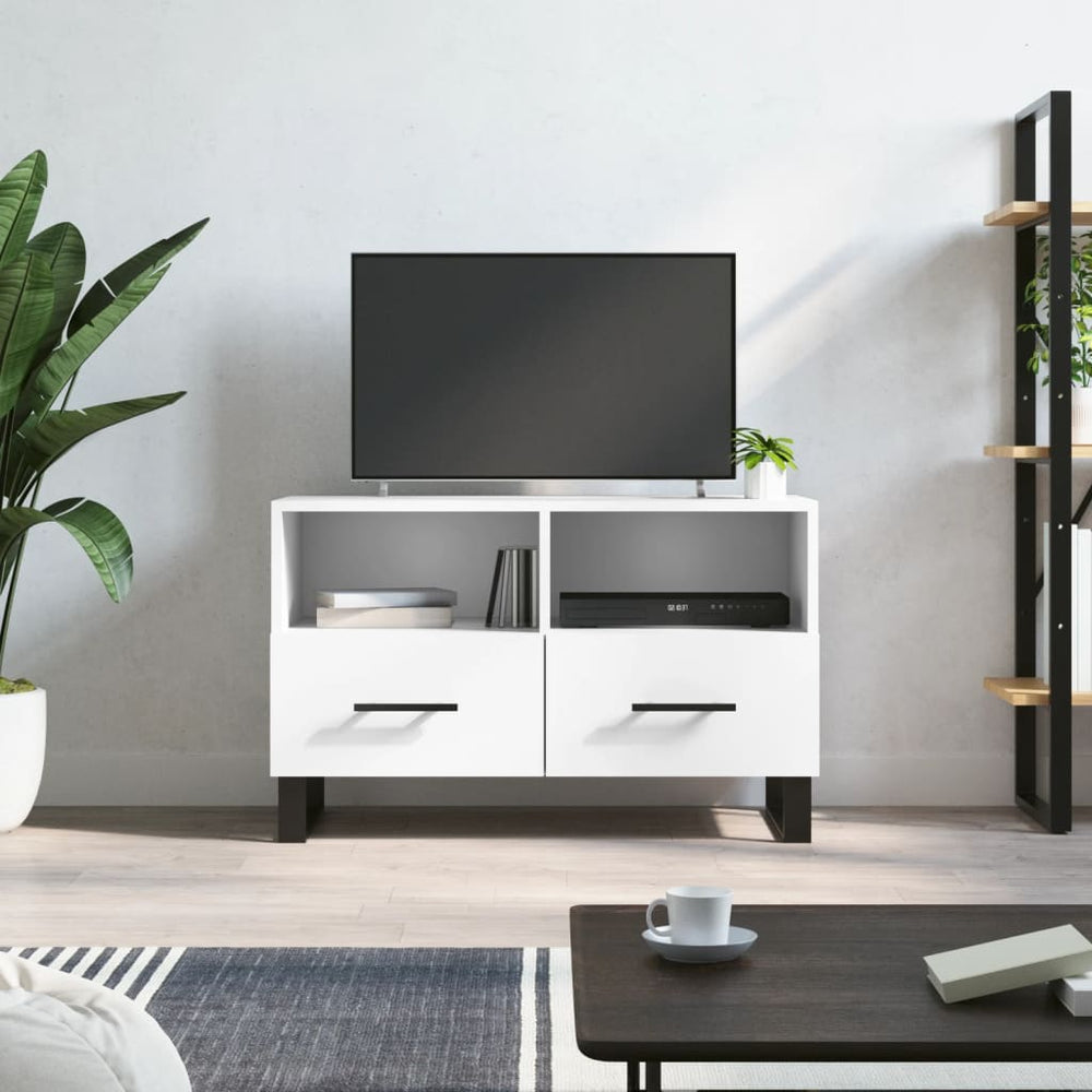 Tv-meubel 80x36x50 cm bewerkt hout wit MeubelReus