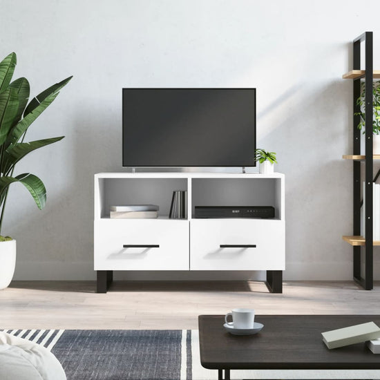 Tv-meubel 80x36x50 cm bewerkt hout wit MeubelReus