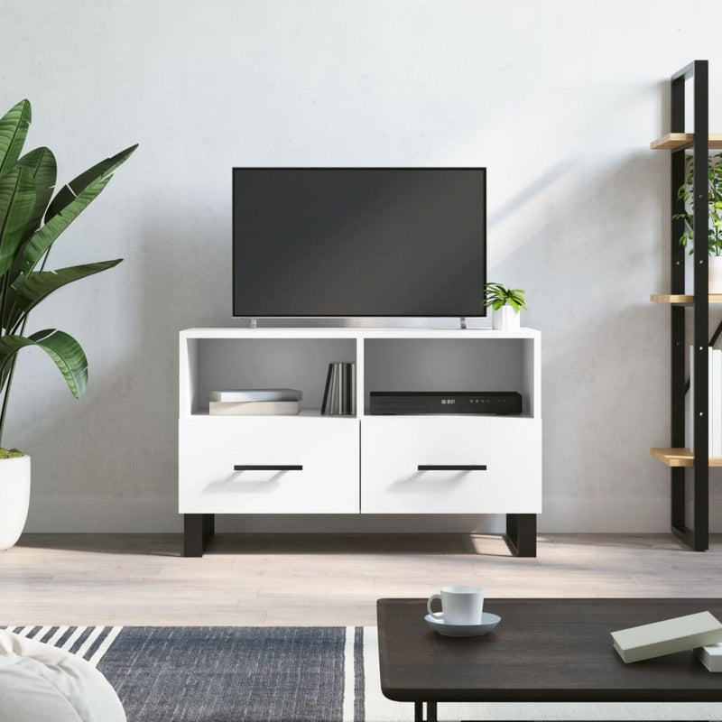 Tv-meubel 80x36x50 cm bewerkt hout wit MeubelReus