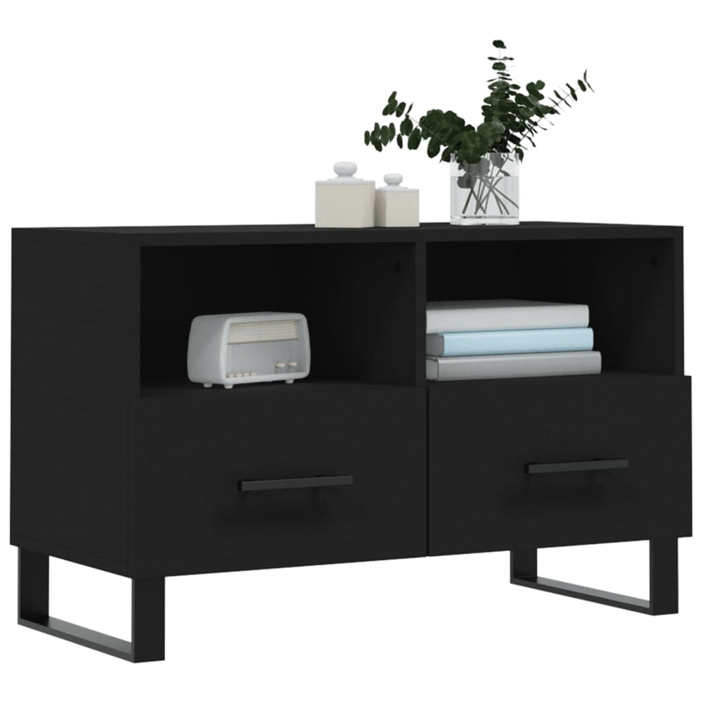 Tv-meubel 80x36x50 cm bewerkt hout zwart MeubelReus