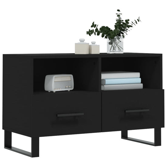 Tv-meubel 80x36x50 cm bewerkt hout zwart MeubelReus