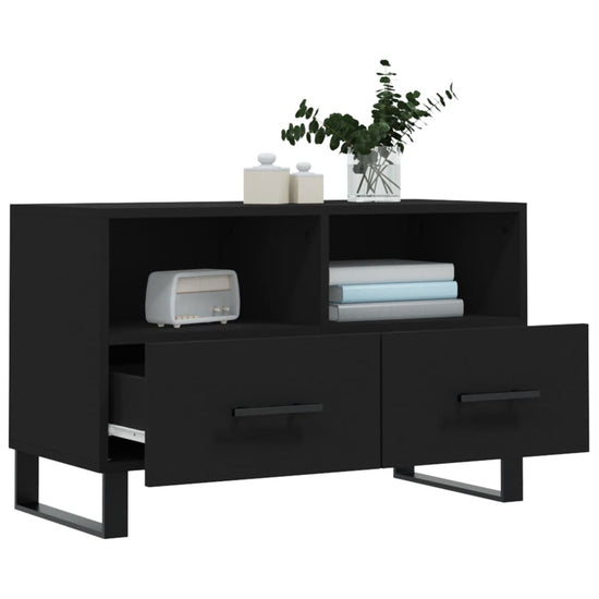 Tv-meubel 80x36x50 cm bewerkt hout zwart MeubelReus