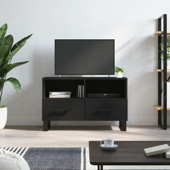 Tv-meubel 80x36x50 cm bewerkt hout zwart MeubelReus