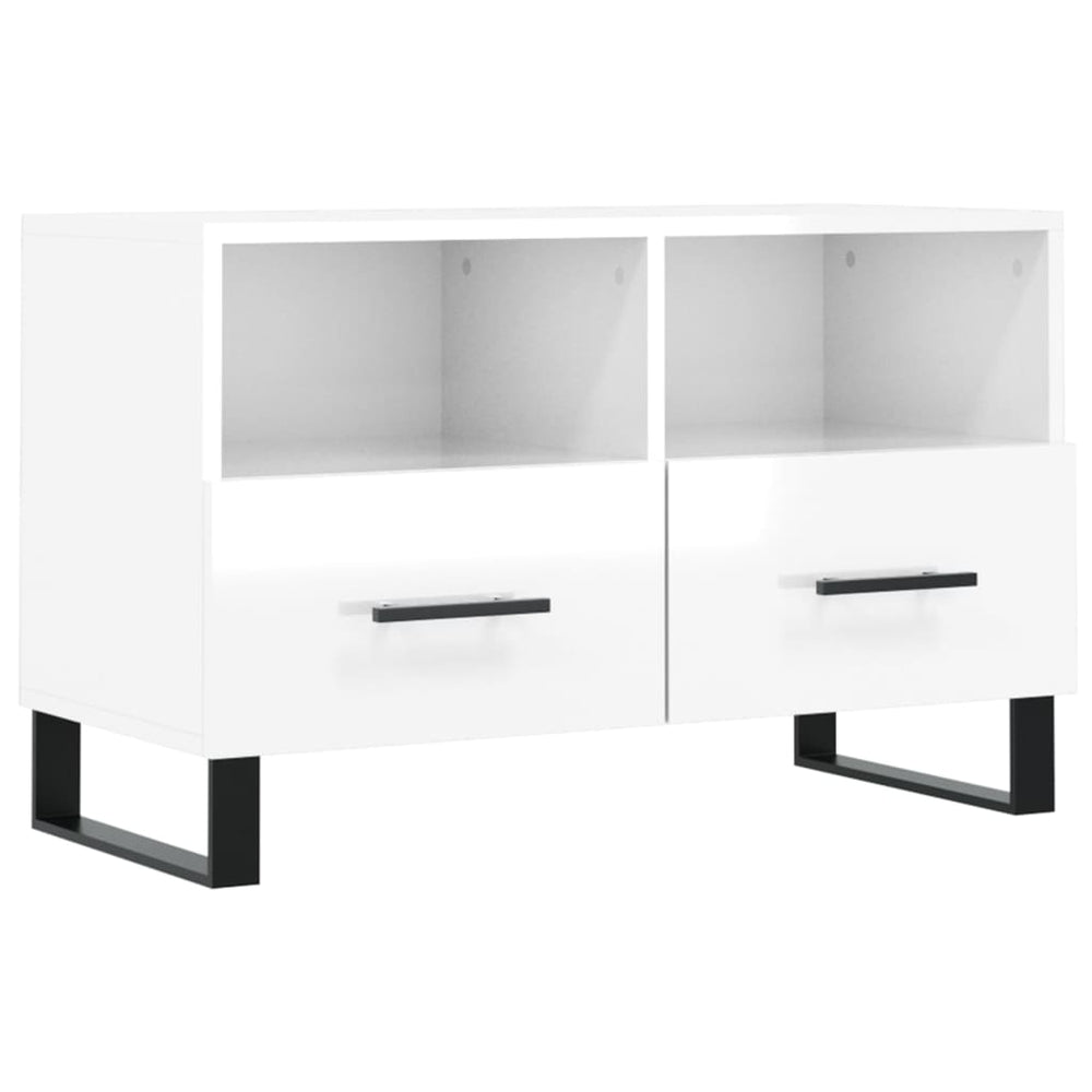 Tv-meubel 80x36x50 cm bewerkt hout hoogglans wit MeubelReus