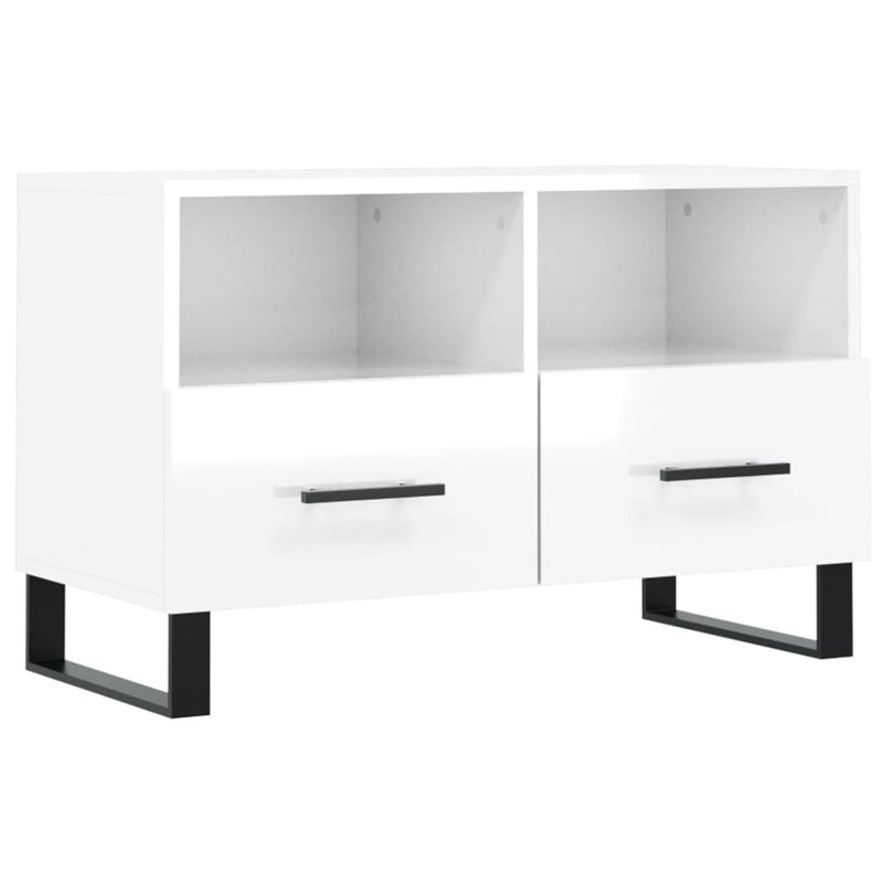 Tv-meubel 80x36x50 cm bewerkt hout hoogglans wit MeubelReus