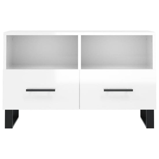 Tv-meubel 80x36x50 cm bewerkt hout hoogglans wit MeubelReus