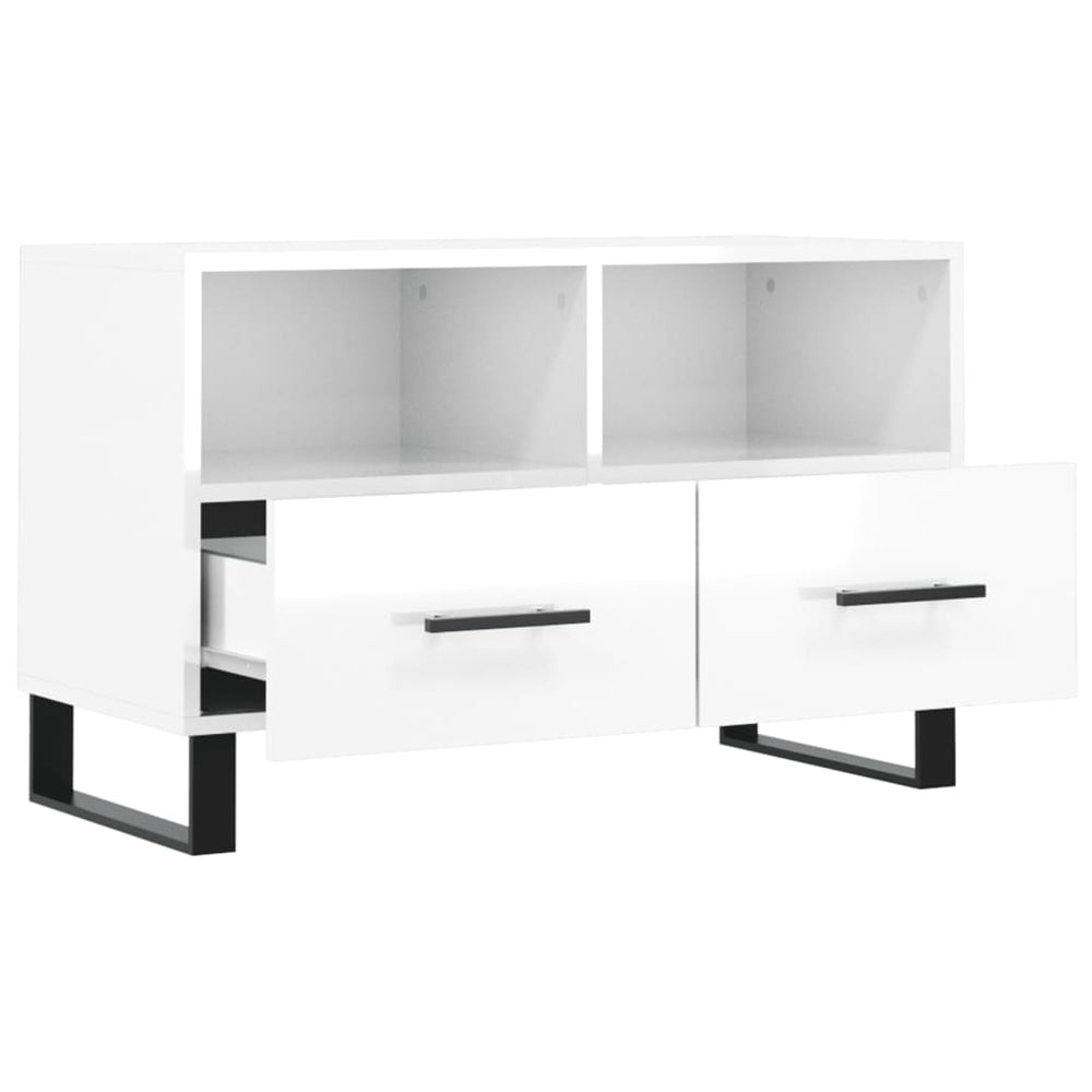 Tv-meubel 80x36x50 cm bewerkt hout hoogglans wit MeubelReus