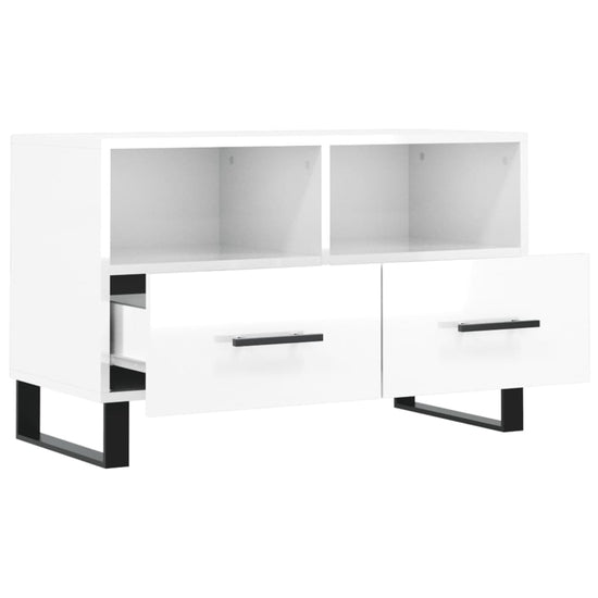 Tv-meubel 80x36x50 cm bewerkt hout hoogglans wit MeubelReus