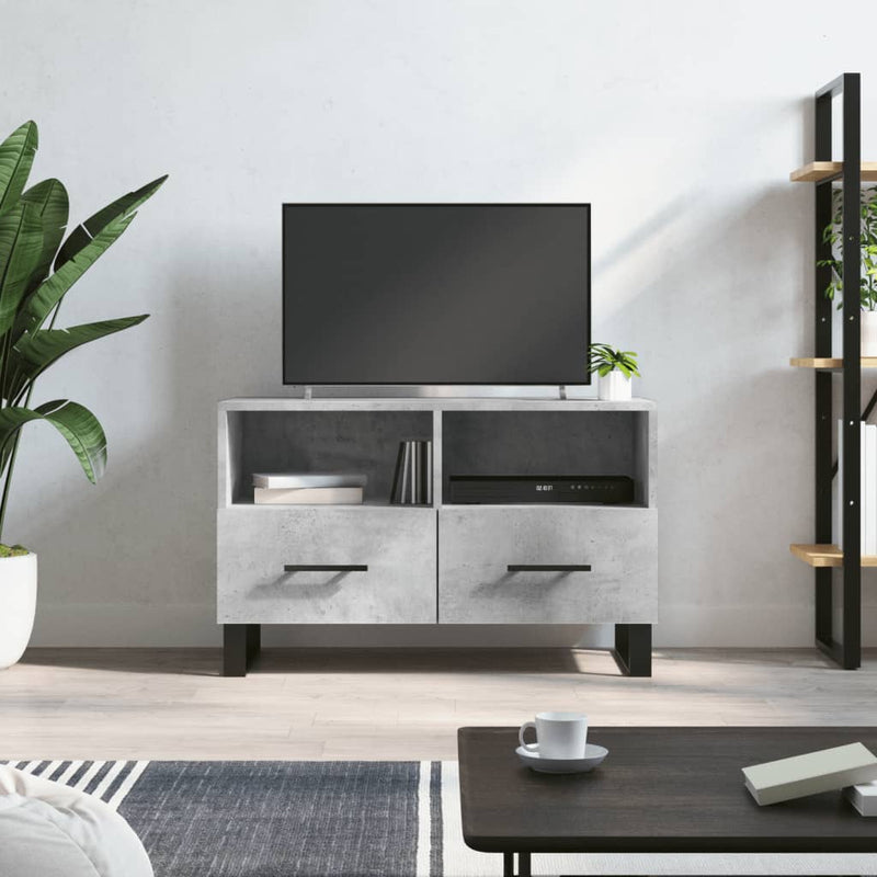 Tv-meubel 80x36x50 cm bewerkt hout betongrijs MeubelReus