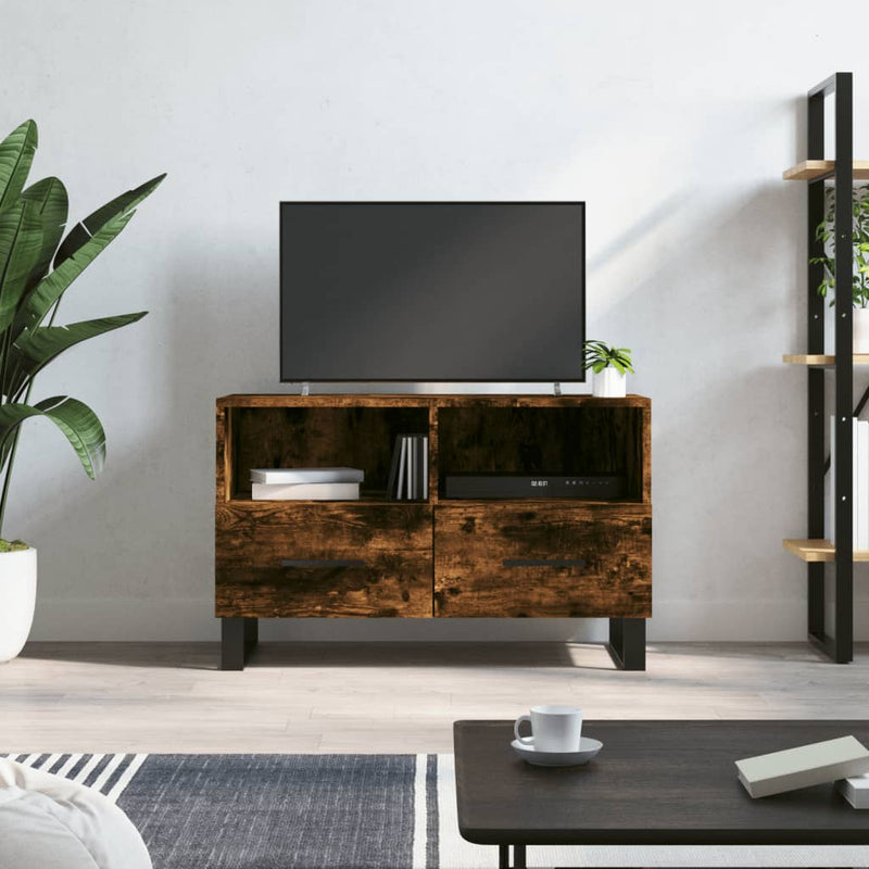 Tv-meubel 80x36x50 cm bewerkt hout gerookt eikenkleurig MeubelReus