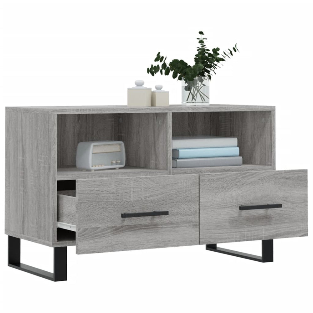 Tv-meubel 80x36x50 cm bewerkt hout grijs sonoma eikenkleurig MeubelReus