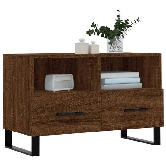 Tv-meubel 80x36x50 cm bewerkt hout bruin eikenkleur MeubelReus